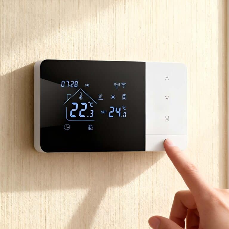 Modern smart thermostat for energy-efficient home climate management.