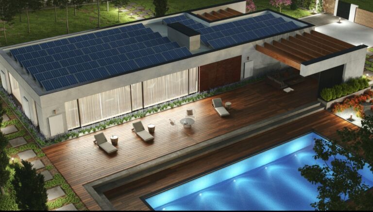 Modern home with rooftop solar panels and battery storage system achieving zero electricity bill in 2026
