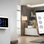 Modern European smart home with solar panels and smart home energy management system dashboard in 2026.